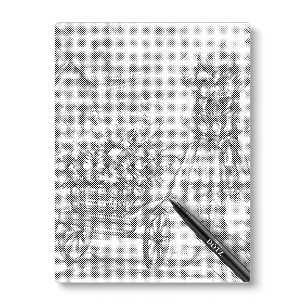 Meisje met bloemenkar | Stippelschilderij-Oh My Dotz-Dot painting-stippelschilderij