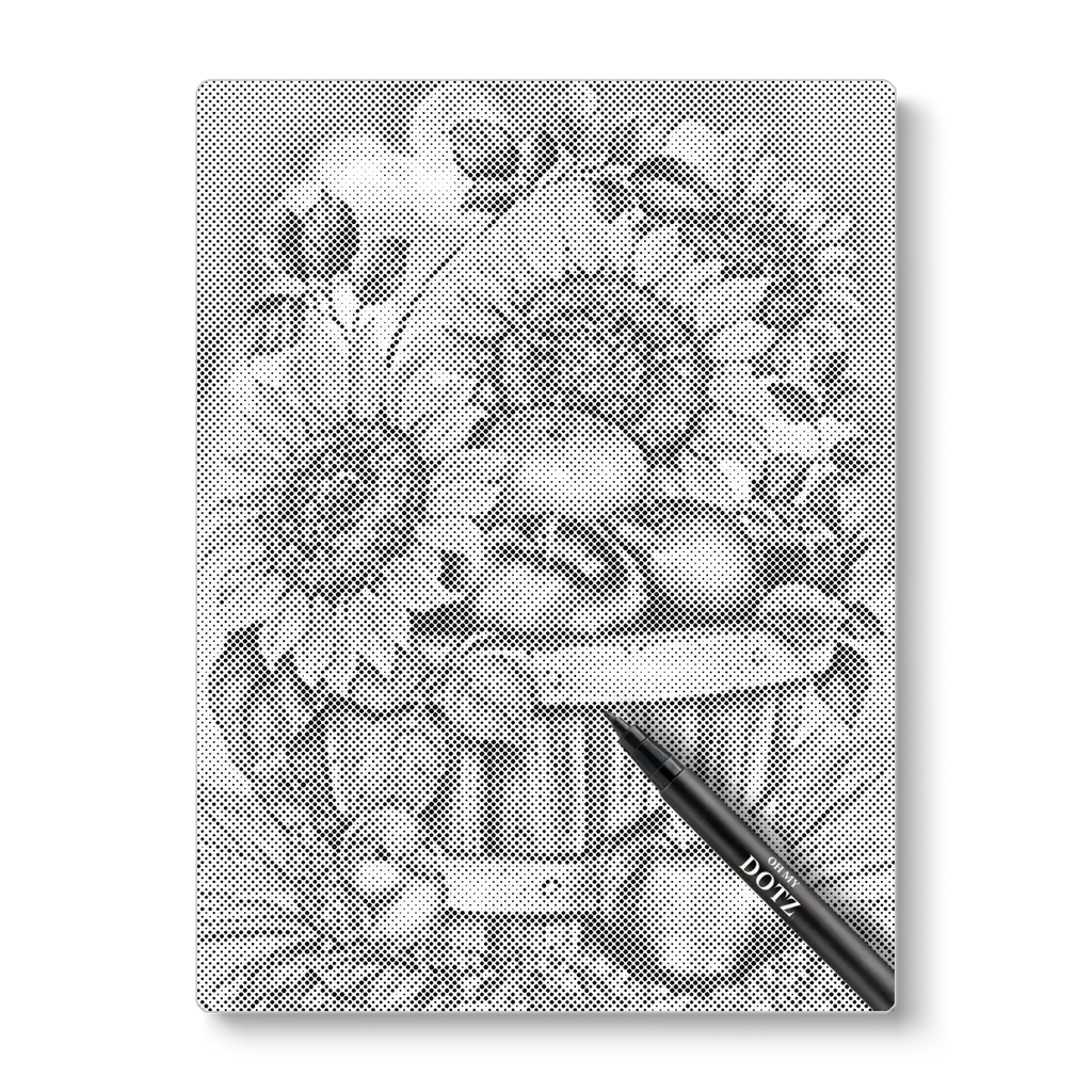 Mand met zonnebloemen | Stippelschilderij-Oh My Dotz-Dot painting-stippelschilderij