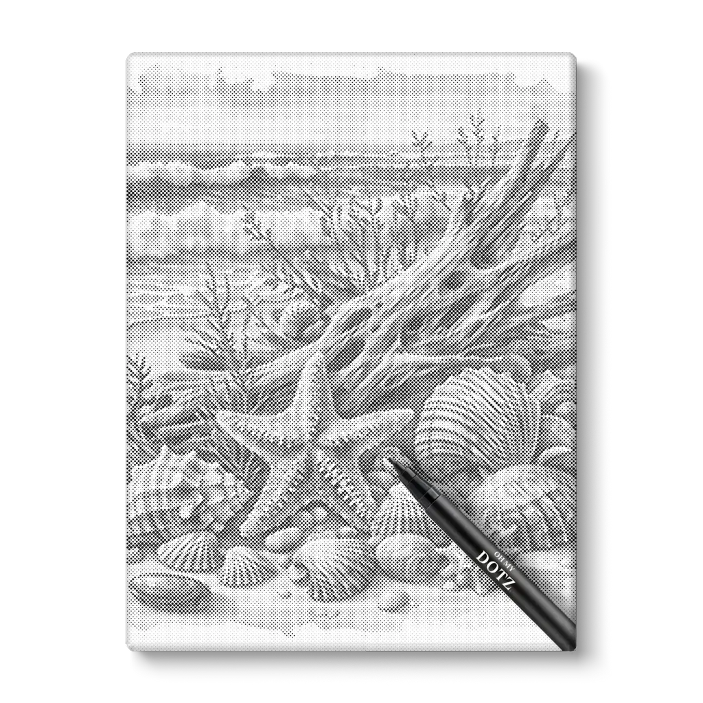 Schelpen op strand | Stippelschilderij | Extra veel details-Oh My Dotz-Dot painting-stippelschilderij
