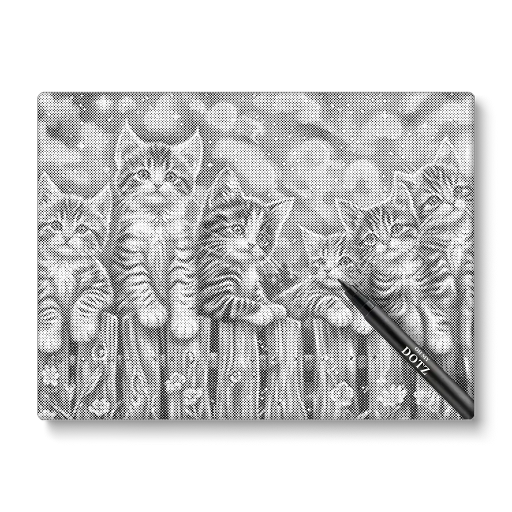 Kittens op het hek | Stippelschilderij | Extra veel details-Oh My Dotz-Dot painting-stippelschilderij