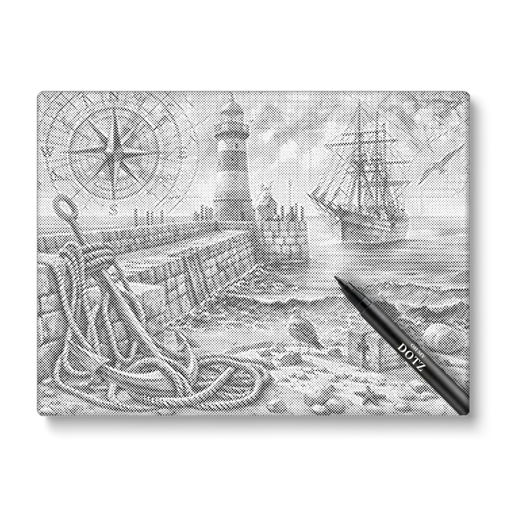 Schip bij vuurtoren | Stippelschilderij | Extra veel details-Oh My Dotz-Dot painting-stippelschilderij