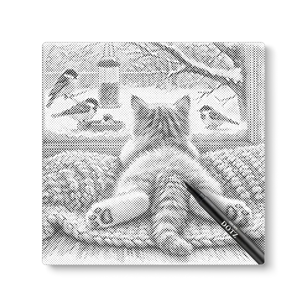 Kat kijkt vogeltjes | Stippelschilderij-Oh My Dotz-Dot painting-stippelschilderij