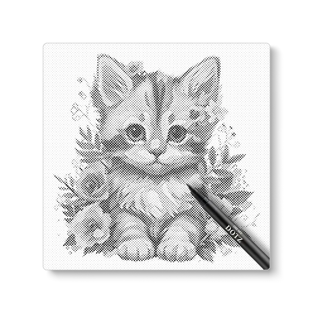 Kitten met bloemen | Stippelschilderij-Oh My Dotz-Dot painting-stippelschilderij