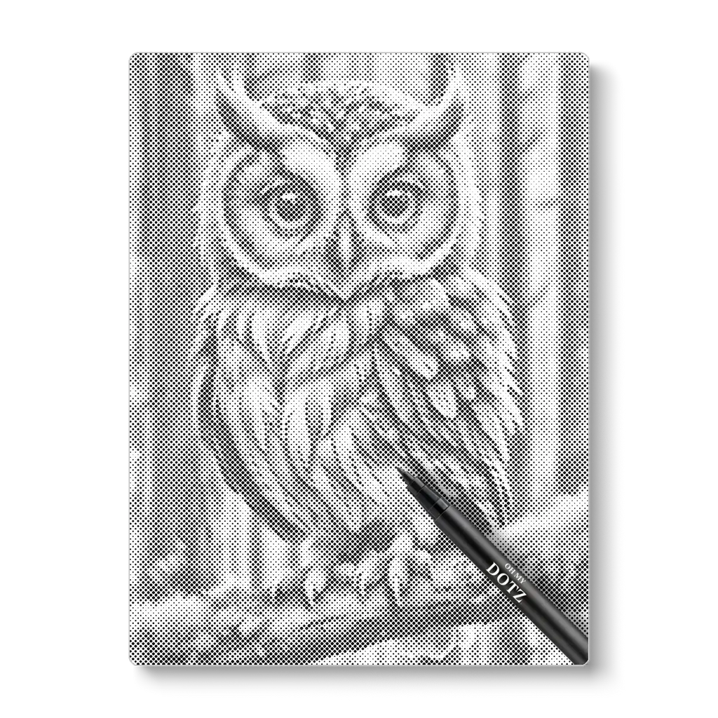 Uil op tak 2 | Stippelschilderij-Oh My Dotz-Dot painting-stippelschilderij