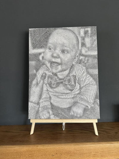 Eigen foto dot painting gemaakt door een klant